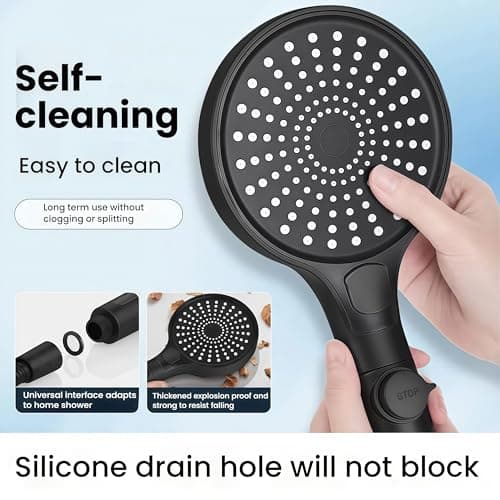 Dycoony Filtered shower head with Handheld,130mm Large Panel-One click water stop mode,with Stainless Steel hose,Brackets and Filter,Remove Chlorine,Reduce Dry and Itchy Skin - Thumbnail 4