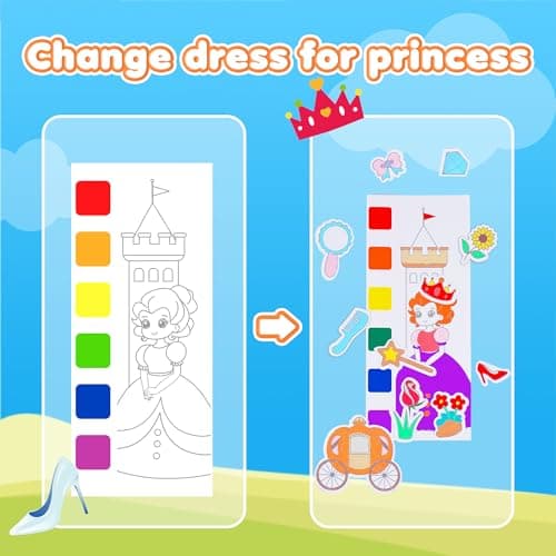 YPLUS Pocket Paint with Water Book for Toddler, Art Activities Craft Toys Watercolor Painting Paper for Kids, Gift for Kids Ages 1-3, 2-4, 4-6,Drawing with Brush - Monsters - Thumbnail 6