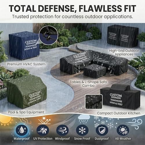 Custom Fit Home Dust Protection Cover - Made-to-Measure Dust Cover with Personalized Logo/Text for Patio Furniture, Equipment, Treadmills, Appliances, Outdoor Air Conditioners (Home Dust Cover) - Thumbnail 5