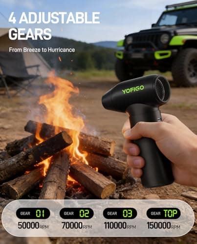 YOFIGO Compressed Air Duster - 150000RPM Electric Air Duster, 3-Speed Adjustable PC Cleaner, 4400mAh Rechargeable Cordless Air Blower, Alternative to Canned Air for Keyboard, Electronics, Camera - Thumbnail 6