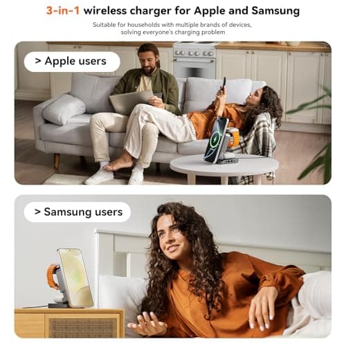 Wireless Charger 3 in 1, Foldable Charging Station for Apple Samsung Multi Devices Charging, Magnetic Charging Stand, Portable Travel Fast 15W Charger Station for iPhone, TWS, iWatch (Dark Gray) - Thumbnail 5