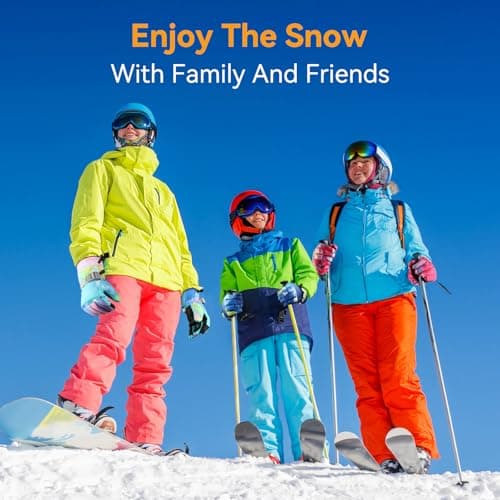 Pnosnesy Ski Gloves,Winter Snow Waterproof Gloves Touchscreen Skiing & Snowboarding Cold Weather Glovess,Fits Both Men & Women,for ParentChild Kids with Wrist Strap - Thumbnail 4