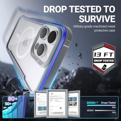 RAPTIC Shield Magnetic for iPhone 16 Pro Case, Compatible with MagSafe, [for 2024 Capture Button Shockproof Clear Case], Military Grade 13FT Drop Tested, Durable Aluminum Frame, 6.3 inch, Iridescent - Thumbnail 3