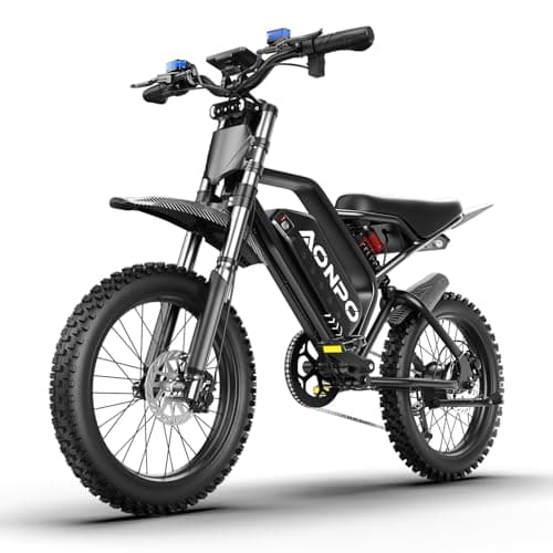 AONPO Electric Dirt Bike for Adults, Peak 3500W High Power Ebike, 52V 30Ah Removable Battery UL 2849 Certified, Full Suspension & Dual Hydraulic Disc Brakes Off-Road Mountain Electric Bicycle