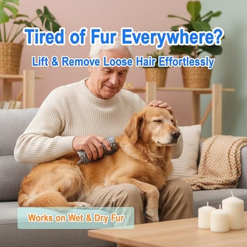 Triangular Wrap-Around Pet Grooming & Bath Brush for Dogs & Cats – 3-in-1 Silicone Dog Bath Brush with Deshedding Bristles, Massage Cones & Deep Cleaning Nubs, Soft Flexible Self-Cleaning Design,Gray - Thumbnail 6