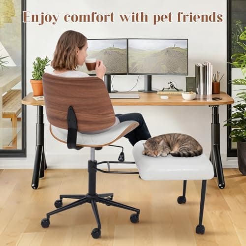 Azaeahom Ergonomic Cross Legged Office Chair with Wheels, Height Adjustable & 360°Swivel for Meditation, Desk & Yoga - Wide Criss Cross Design, Kneeling Chair - White - Thumbnail 4