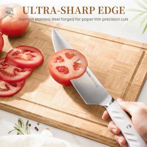 Knife Set, Astercook Kitchen Knife Set with Block, 15 Pcs Luxurious High Carbon German Stainless Steel Knives Set with Full Tang Ergonomic Handle, Dishwasher Safe Knife Set with Sharpening Rod - Thumbnail 2