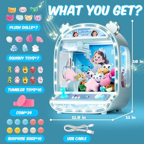 Skirfy Large Claws Machine Toy with Alloy Claw,LED Light & Adjustable Sound,16" Candy Dispenser Toys Mini Vending Machine for Kids Christmas Birthday Big Gifts for Girls Boys Ages 6+ - Thumbnail 2