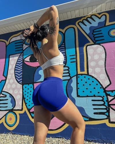 Unthewe Womens Workout Seamless Scrunch Butt Lifting Shorts High Waisted Tummy Control Gym Yoga Shorts(U516-Enchanted Blue-M) - Thumbnail 3