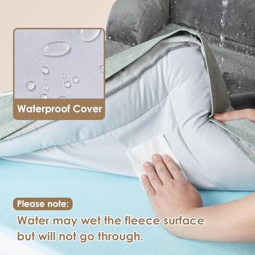 EHEYCIGA Orthopedic Dog Bed for Small Dogs, Waterproof Memory Foam Small Dog Beds with Sides, Non-Slip Bottom and Egg-Crate Foam Medium Pet Couch Bed with Washable Removable Cover, Greyish Green - Thumbnail 3