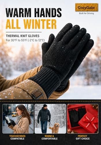 CozyGalar Winter Gloves Men, Thermal Merino Wool,6 Finger Touch Screen, Thickened Warm Fleece lined for Running Biking Christmas Husband - Thumbnail 6