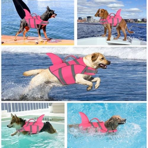 Doglay Dog Life Jacket Shark, Dog Life Vest for Swimming and Boating, High Visibility & High Flotation Swimming Vest with Rescue Handle, Adjustable Puppy Lifesaver for Small Medium Large Dogs - Thumbnail 3