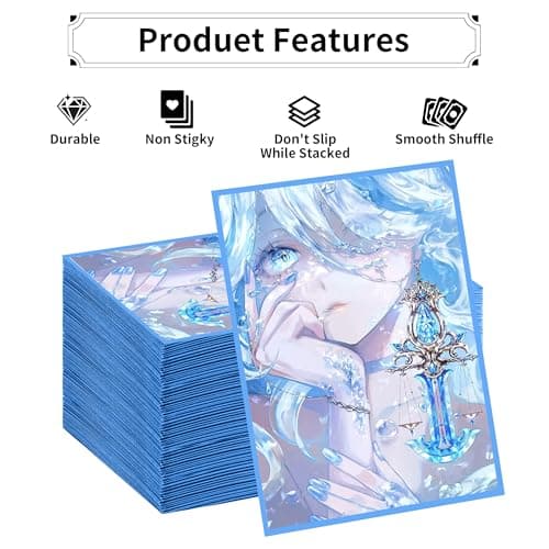 MTG Card Sleeves, Ultra Clear Front & Matte Finish Back, 100 Count Standard Size Matte Art Sleeve for Magic The Gathering (Ice) - Thumbnail 3