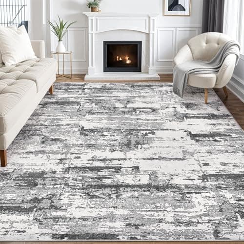 Jessibou Area Rugs 5x7 Living Room: Washable Large Abstract Modern Neutral Soft Rug Stain Resistant Non-Slip Backing Carpet for Bedroom Dining Room Indoor Nursery Dorm Home Office Decor - Black Grey - Image 1