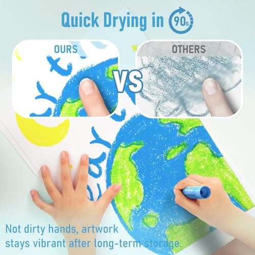 JUPITEARTH 24 Colors Tempera Paint Sticks with 120 PDF Coloring Pages and 30 Stickers, Quick Drying, Smooth, Non-Toxic and Washable Paint Sticks for Kids Drawing on Pumpkin, Wood, Rock, Glass - Thumbnail 3