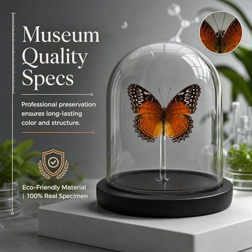 Real Taxidermy Butterfly Specimen Shadow Box, Butterfly Gifts for Women Girls with Glass Cover, Butterfly Decor for Bedroom Office Living Room Desk ﻿ Cethosia bibles Drury - Thumbnail 3