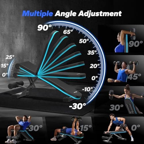 MERACH Weight Bench, Foldable Weight Benches for Home Gym with 990 LBS, Adjustable Weight Bench with 72 Training Angles, Incline Bench Press for Full Body - Thumbnail 2