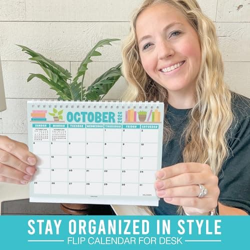 Small Desk Calendar 2026-18-Month 2026 Desk Calendar Small for Home, Office & Classroom, Standing Flip Desks Calendars 2026-2027, Gifts for Coworkers, Teachers & Students - Thumbnail 5