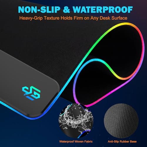 Mouse Pad Gaming Wireless Charging, 800x300x4mm, Black - Thumbnail 6