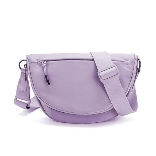 Fashion Crescent Moon Bag For Women & Men - Medium Nylon Shoulder Bag With Adjustable Strap, Lightweight & Foldable Design (A-Lavender) - Image 1