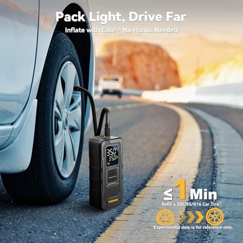 Tire Inflator Portable Air Compressor, Up to 160 PSI Car Tire Inflator, Cordless Air Pump, Portable Tire Pump with Gauge - Portable Tire Inflators for Car, Light Pickup, Bike and More - Thumbnail 2