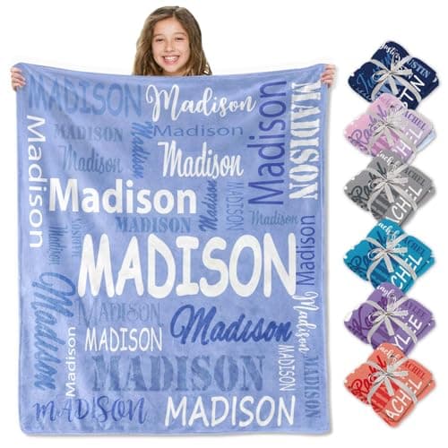 Corissy Ships Next Day, Personalized Blankets and Throws Custom Blanket with Name Customized Flannel Blanket for Kids Christmas Blanket Gifts for Teen Girls Boys