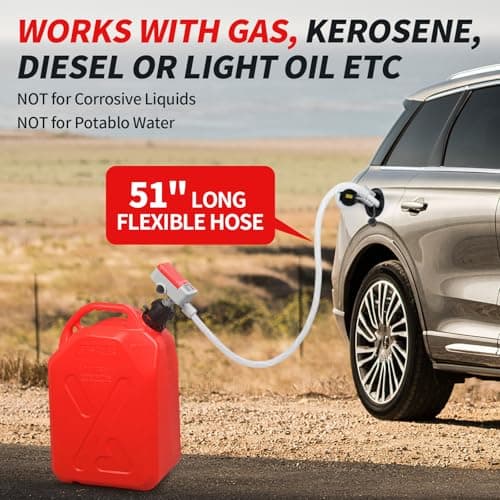 Wontolf Cordless Fuel Transfer Pump Battery Powered with Auto-Stop, Electric Fuel Pump with Storage Bag, Portable Gas Can Pump, Gasoline Gas Oil Transfer Pump, 3.2GPM & 51" Hose & 4 Adapters - Thumbnail 2