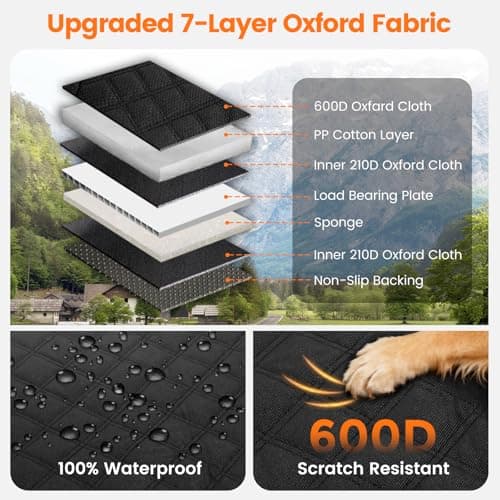 CUIOFREE Dog Seat Cover for Back Seat Hard Bottom,Holds 500 lbs,Waterproof Dog Car Seat Cover for Back Seat Extender,Scratch-Proof Pet Hammock for Car,SUV,Truck - with Mesh Window & Storage,Black - Thumbnail 3