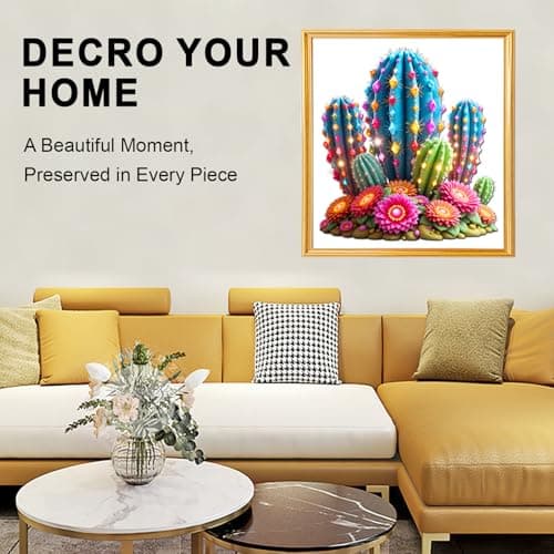 Wooden Puzzles for Adults, Glowing Cactus Flower Wooden Jigsaw Puzzle 200 Pieces, Unique Shaped Wooden Puzzle, Creative Gift for Mom Friends Kids Family Game Night Home Decor 10.3 * 11in - Thumbnail 3