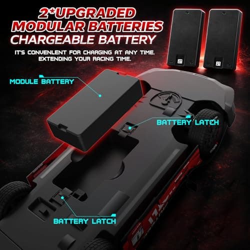 LFOLUSU Remote Control Car RC Drift Car 1:16 Scale 4WD RC Vehicle with LED Lights 2.4GHz 30km/h RTR High Speed Racing Sport Toy for Adults Boys Girls Kids Gift 2Pcs Rechargeable Battery - Thumbnail 4