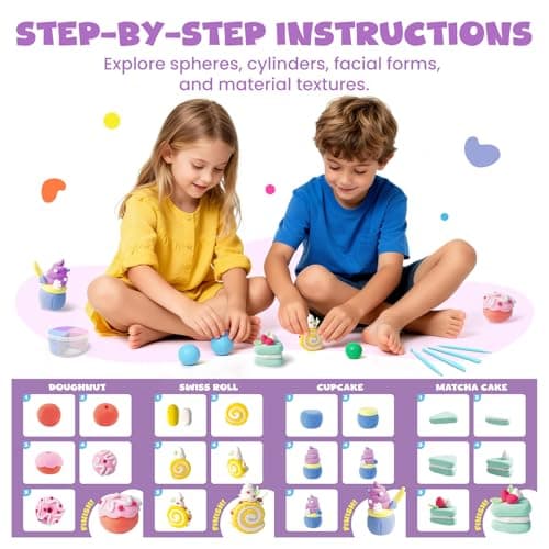 Air Dry Clay for Kids,12 Desserts Theme Party Foam Clay,Ultra Light Modeling Clay Kit, DIY Art and Home Party Favors for Boys & Girls (Dessert) - Thumbnail 6