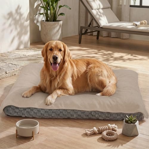 MontVoo Washable Dog Bed Cover, Absorbent Quick Dry Pet Bed Sheet, Easy Hair Removal Couch Covers for Dogs/Cats, 24x35 Inches, Waterproof PU Backing Dog Bed Mat for Car Seat, Crate, Cover Only, Beige