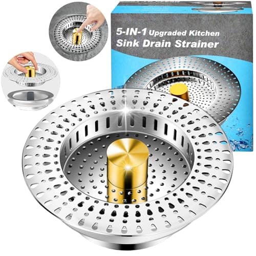 Kitchen Sink Drain Strainer, 18/8 Stainless Steel, Sink Stopper Kitchen Drain