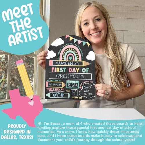 My First Day of School Sign with Marker -11"x14" Double-sided & Reusable Back to School Sign Board and Photo Prop for First and Last Day, Kindergarten PreK Preschool Chalkboard Back to School Supplies - Thumbnail 2