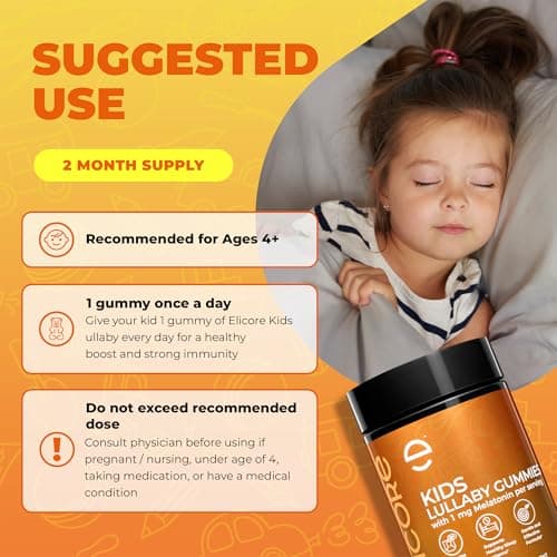 ELICORE 1 mg Melatonin Gummies Kids – Kids Sleep Gummies with Vitamin B6 and Passion Fruit Flavor – Children's Melatonin Gummies 3 in 1 Complex for Deep Sleep – 2 Month Supply - Thumbnail 6