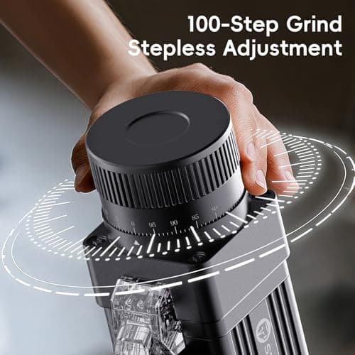STARSEEKER E55 Pro Electric Coffee Grinder, 55mm Titanium Conical Burr - Professional Espresso Grinder with Stepless Adjustment & Anti-Static Tech, for Home, Office, Café Use - Thumbnail 6