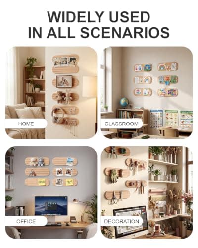 6 Pcs 15.7x3.9 Felt Board, Self-Adhesive and Removable Nano Tap Wall Decor, 0.35" Thick Freely Combinable Felt Bulletin Board for Bedroom Living Room Office Classroom Flower Shop (Dark Camel) - Thumbnail 2