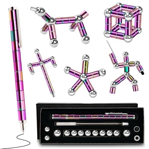 Magnetic Fidget Pen teen gifts - Cool Gadgets Gift for Men Dad, Modular Metal Stress Relief Toy for ADHD Anxiety, Creative Building Blocks Writing Stylus, Ideal Father's Day & Graduation Present
