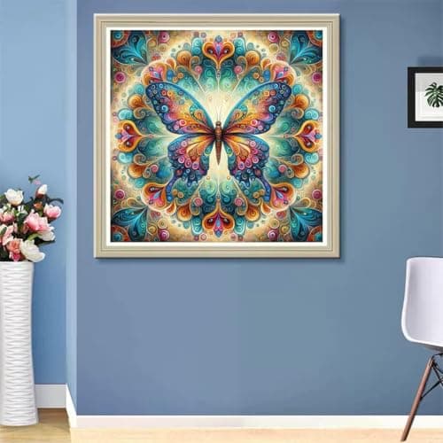 ijbnhd Butterfly Diamond Art Painting Kits for Adults, Full Drill Diamond Paintings for Beginners, Round 5D Diamonds Pictures Gem Art Painting Kits DIY Crafts Kits 14x14in - Thumbnail 3
