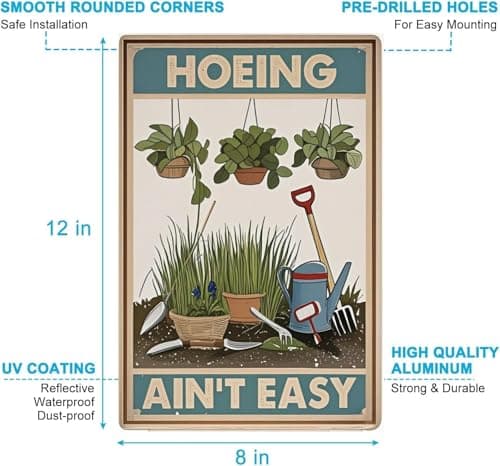 Carastora Funny Garden Sign – Humorous Decorative Metal Sign for Plant Lovers, Durable, Waterproof, Suitable for Gardens, Yards, Balconies, Kitchens, Cafes, Farms, and Outdoor Spaces – 8x12 Inches - Thumbnail 6