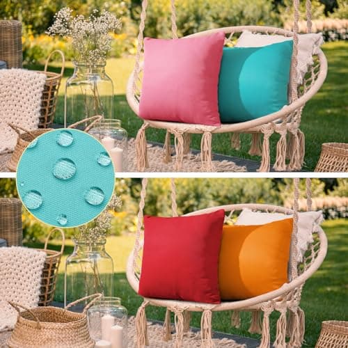 fauson Outdoor Pillows 18x18 Set of 4 Outdoor Pillows Waterproof Square Pillow Covers Cushion Cases for Patio, Couch, Tent and Sofa - Thumbnail 5
