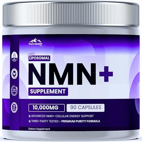 NMN Supplement with NAD+ and Resveratrol - 10,000MG Extra Strength | NMNH Alternative | NAD Liposomal Supplements for Men and Women - Supports Cellular Energy | 90 Capsules, 3 Months Supply - Image 1
