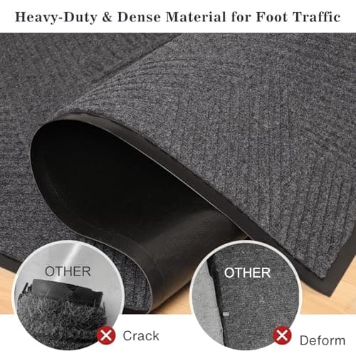 BelleCosy Heavy Duty Front Door Mat Indoor Outdoor, 4′ x 6′ Non Slip Waterproof Commercial Floor Mat for Entrance, Grid-Pattern Dirt Trapping Low Profile Entryway Rug for High Traffic Areas, Garage - Thumbnail 2