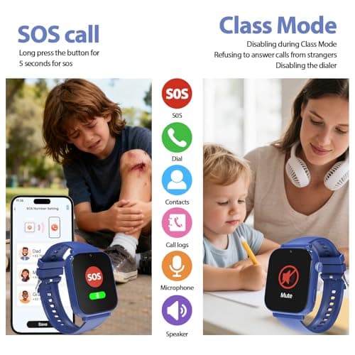 AXYWINBO Kids smart Watches for Boys Girls 4g GPS Call Text-Smart Watch for Kids Game Camera Pedometer Alarm Clock Calculator-Kid Watches Gifts for Boys Girls 4-12 Blue - Thumbnail 4