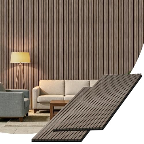 2 Packs Acoustic Wall Panel, 47.2"x23.6" Wood Slat SoundProof Wall Panels, Sound Absorbing Dampening Panel for Office,Home Theater,Studio, Walnut - Image 1