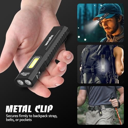 Mougcet Rechargeable EDC Flashlight, 1500 Lumens Flat Pocket Flashlight with UV Light, Magnetic Base and Pocket Clip, USB-C Portable Flash Light for Camping, Home, Emergency, Car Repair - Thumbnail 4