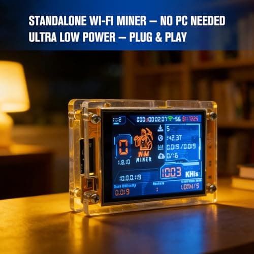 Bitcoin Miner BTC V2 NMMiner,Crypto Miner for ESP32 2.8" Smart Display Development Board, 1003 H/s Hashrate, Desktop Solo Lucky Miner Bitcoin Mining Machine for Educational Use (Yellow) - Thumbnail 3