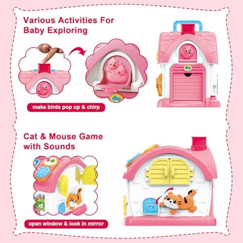 DELUTIQUE Montessori Toys for 1 Year Old Girl Gifts, Musical Toys for Toddler 1-3 with Play Phone, Mirror, Piano, Educational Baby Toy for 12-18 Months Birthday Gifts - Thumbnail 4
