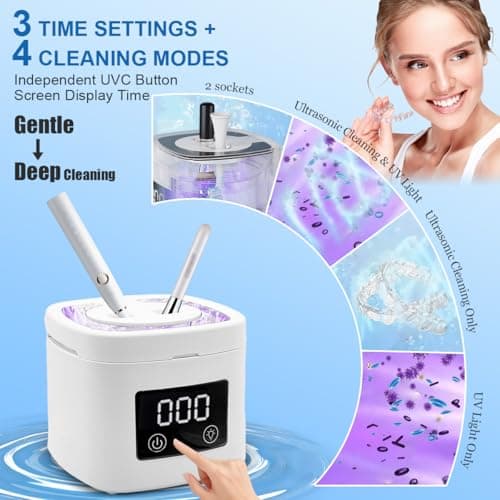 Ultrasonic Retainer Cleaner, Retainer Cleaner Machine, Aligner Cleaner, Nightguard Cleaner, Mouthguard Cleaner, Denture Cleaner. Ultrasonic Cleaner for Braces, Aligner, Toothbrush, Jewelry - Thumbnail 5