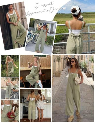 GAMISS One Piece Jumpsuits for Women Casual Overalls Summer Rompers Trendy Jumpers Outfits Travel Clothes Sage Green XL - Thumbnail 4